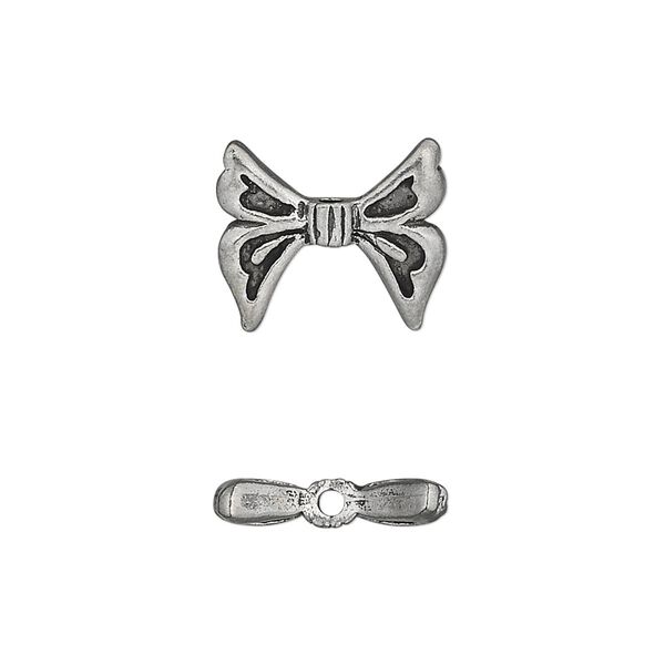 Bead, antiqued pewter (tin-based alloy), 15x13mm butterfly wings. Sold per pkg of 2. image number 0