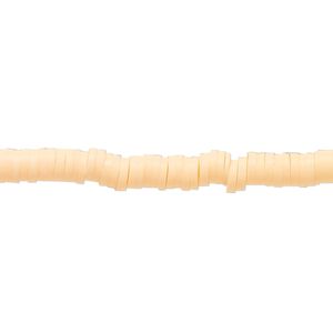 Bead, polymer clay, opaque peach, 4x1mm heishi. Sold per pkg of (2) 16-inch strands.
