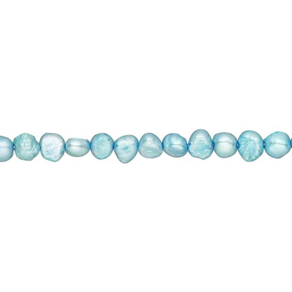 Pearl, cultured freshwater pearl (dyed), teal blue, 3-4mm flat-sided potato, D grade, Mohs hardness 2-1/2 to 4. Sold per 15-inch strand, approximately 105 beads. image number 0