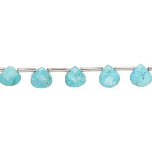 Imperial crown turquoise 1pkg16, hand-cut top-drilled faceted puffed teardrop bead natural 5-7mm