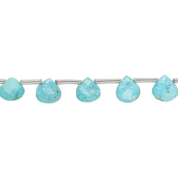 Imperial crown turquoise 1pkg16, hand-cut top-drilled faceted puffed teardrop bead natural 5-7mm image number 0