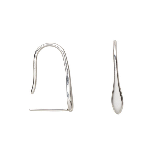 Ear wire, Amoracast®, sterling silver, 17mm fishhook with pendulum and 8mm peg, 20 gauge. Sold per pair. image number 0