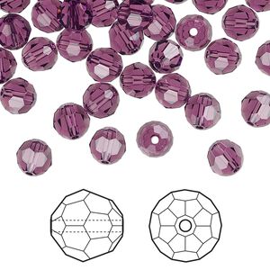 Bead 144pk amethyst, Crystal Passions® 6mm round 5000