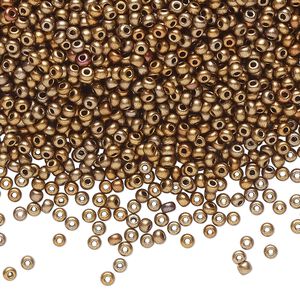 Seed bead, Preciosa Ornela Czech glass, pkg/50g, #11 rocaille, opaque soft bronze tones metallic alabaster, (01610).