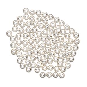 Bead, CCB plastic, silver, 3mm round. Sold per pkg of 100.