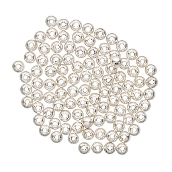 Bead, CCB plastic, silver, 3mm round. Sold per pkg of 100. image number 0