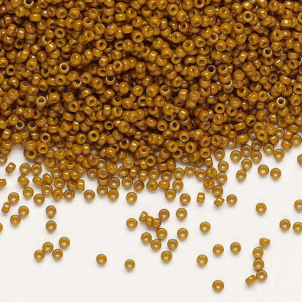 Seed bead, Miyuki, glass, pkg/250g, #15 rocaille, Duracoat® opaque outside dyed toast, (RR-4460). image number 0