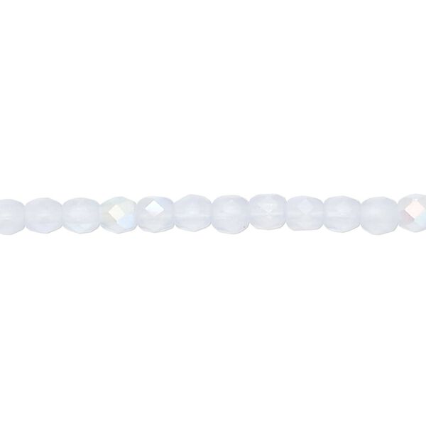 Bead, Czech fire-polished glass, matte ice blue AB, 4mm faceted round. Sold per 15-1/2" to 16" strand. image number 0