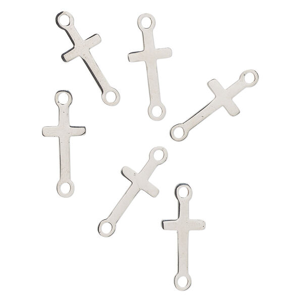 Link, stainless steel, 15x8mm cross. Sold per pkg of 6. image number 0