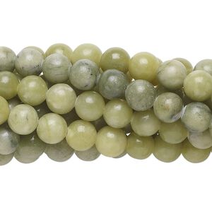 Green serpentine 1pkg10, round bead natural 15.5-16 inch 6mm