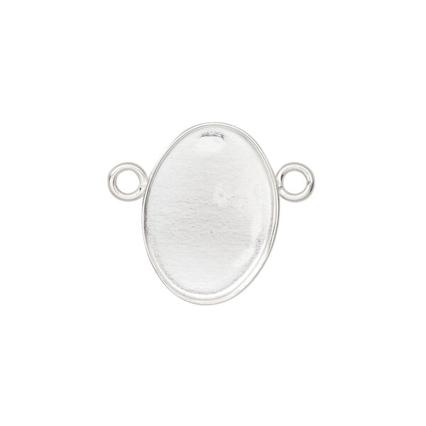 Connector, sterling silver, 19x14mm oval with 18x13mm bezel cup setting. Sold individually. image number 0