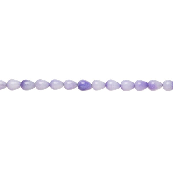Bead 1pkg1 glass, opaque purple, 15x11mm-17x12mm teardrop, 15 inches. image number 1