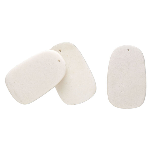 Focal, snow quartz (natural), 50x31mm top-drilled flat trapezoid, C- grade, Mohs hardness 7. Sold per pkg of 3. image number 0