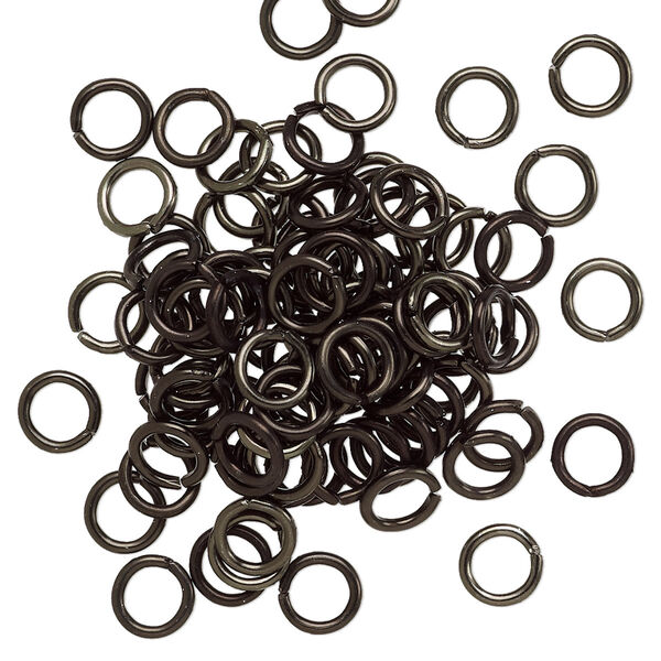 Jump ring, anodized aluminum, black, 5.5mm round, 3.5mm inside diameter, 18 gauge. Sold per pkg of 100. image number 0
