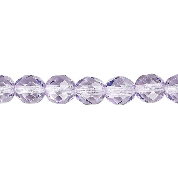 Bead, Czech fire-polished dipped décor glass, translucent lilac, 8mm faceted round. Sold per pkg of 600 (1/2 mass). image number 0
