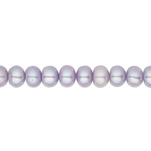 Pearl, cultured freshwater (dyed), lavender, 6-7mm button, C grade, Mohs hardness 2-1/2 to 4. Sold per 16-inch strand.