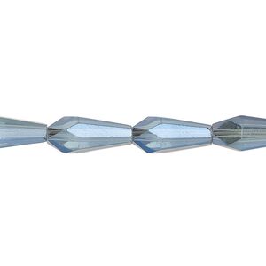Bead, glass, crystal blue shade, 14x6mm faceted teardrop. Sold per 15-1/2 to 16-inch strand.