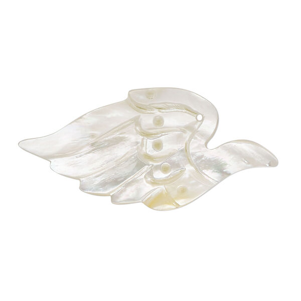 Focal, mother-of-pearl shell (natural), 35x15mm hand-carved single-sided bird, Mohs hardness 3-1/2. Sold individually. image number 0