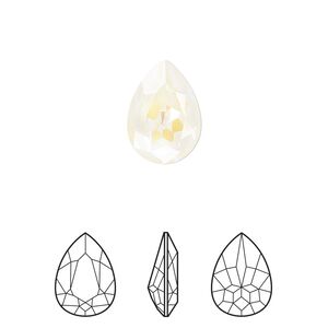 Fancy stone 1pk crystal light grey DeLite, Crystal Passions® 14x10mm pear 4320
