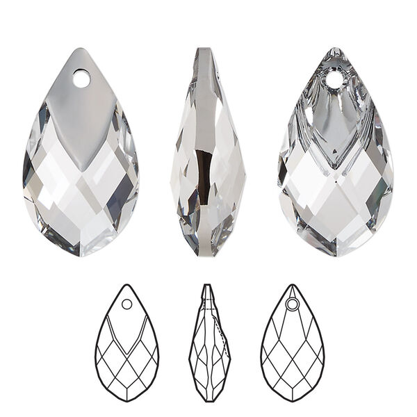 Drop 1pk crystal light chrome, Crystal Passions® 22x12mm pendant metallic cap pear 6565 image number 0