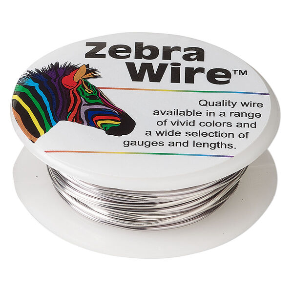Wire, Zebra Wire™, color-coated copper, titanium, round, 18 gauge. Sold per 10-yard spool. image number 0