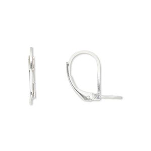 Ear wire leverback 1pkg2 sterling silver-filled, 15mm / 6mm peg / 6-11mm half-drilled setting, 1 pair