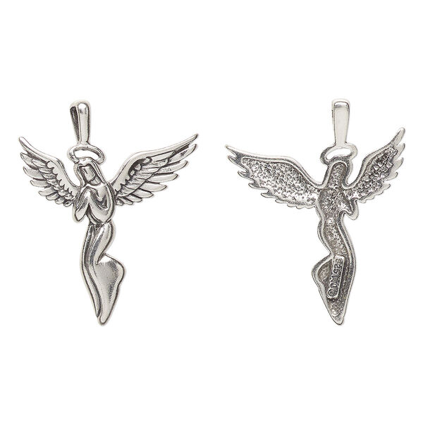 Pendant sterling silver 1pk 32x25.5mm praying angel image number 0