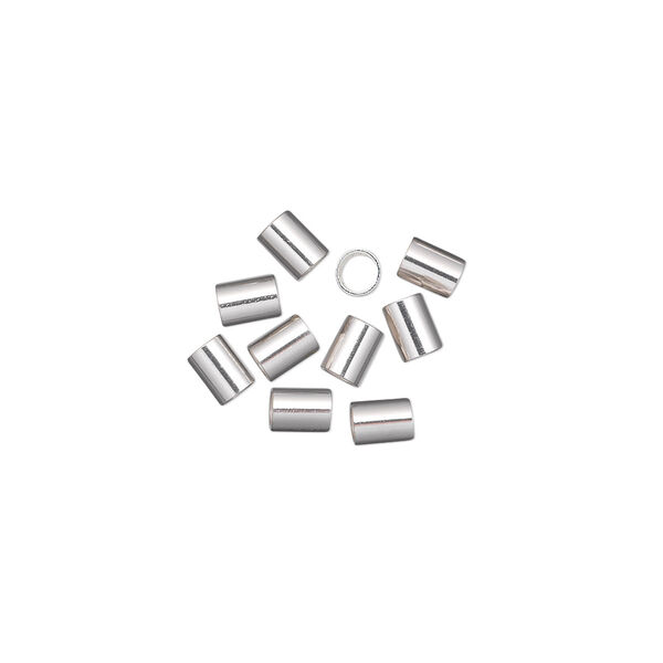Crimp, sterling silver, 4x3mm cut tube, 2.5mm inside diameter. Sold per pkg of 10. image number 0