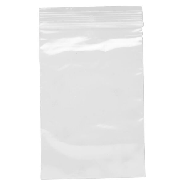 Bag, Tite-Lip™, plastic, clear, 4x6-inch top zip with hole. Sold per pkg of 1,000. image number 1