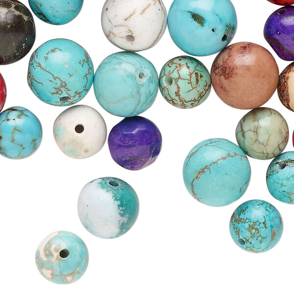 Magnesite 1pkg1, round bead 6 oz mix 8-13mm image number 0