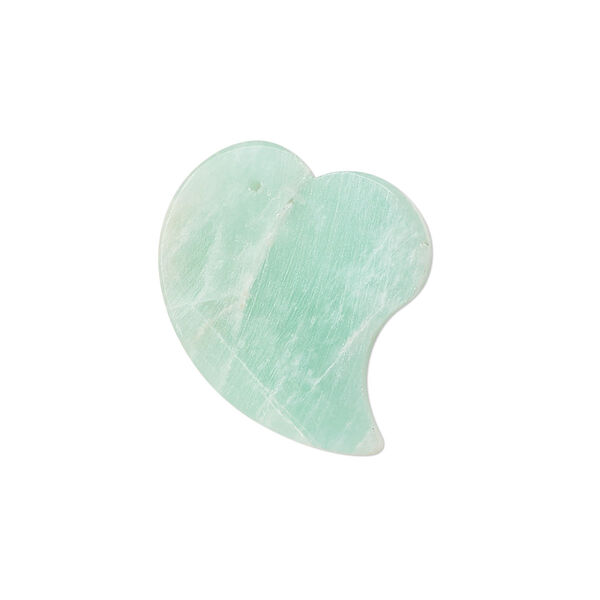Drop, amazonite (natural), 25x19mm hand-cut flat heart, B grade, Mohs hardness 6 to 6-1/2. Sold individually. image number 0
