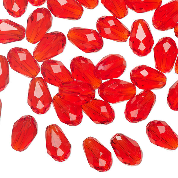 Bead Celestial Crystal® 1pkg60, 8x6mm teardrop / 66 facets, transparent red image number 0