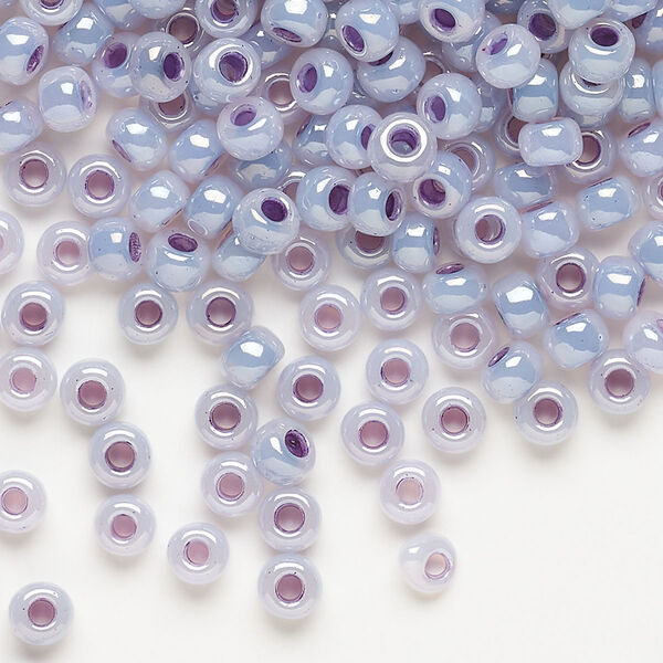 Seed bead, Miyuki, glass, pkg/250g, #6 rocaille, opaque purple luster alabaster (RR-525). image number 0