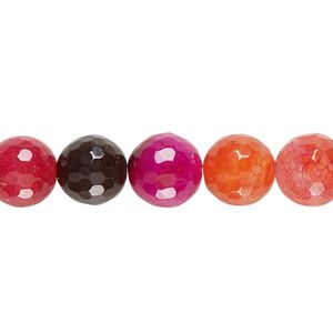 Agate 1pkg1, faceted round bead 15.5-16 inch 10mm