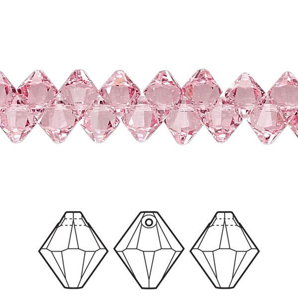 Drop 12pk light rose, Crystal Passions® 6mm pendant bicone 6328 image number 0