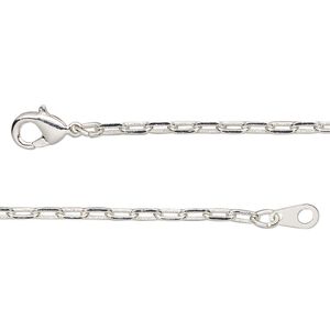 Chain 1pkg1 silver-plated paperclip, 2.3mm / lobster claw clasp, brass 24 inch