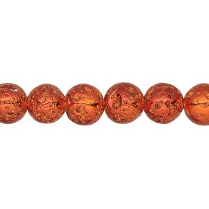Lava rock 1pkg1, electrocoated round bead 15.5-16 inch 7-8mm
