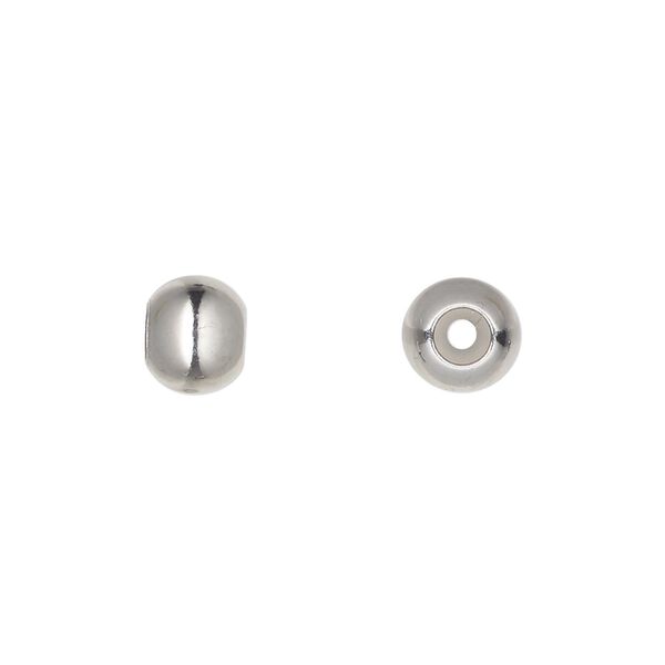 Bead keeper, stainless steel and silicone, clear, 8mm round, fits 2.75mm chain or cord. Sold per pkg of 4. image number 0