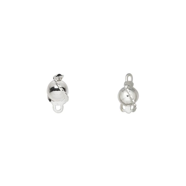 Drop, silver-plated brass, 7mm wrapped round bead. Sold per pkg of 100. image number 0