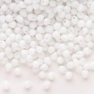 Seed bead, Miyuki, glass, pkg/10g, 4x3.4mm fringe, opaque white, (DP-402).