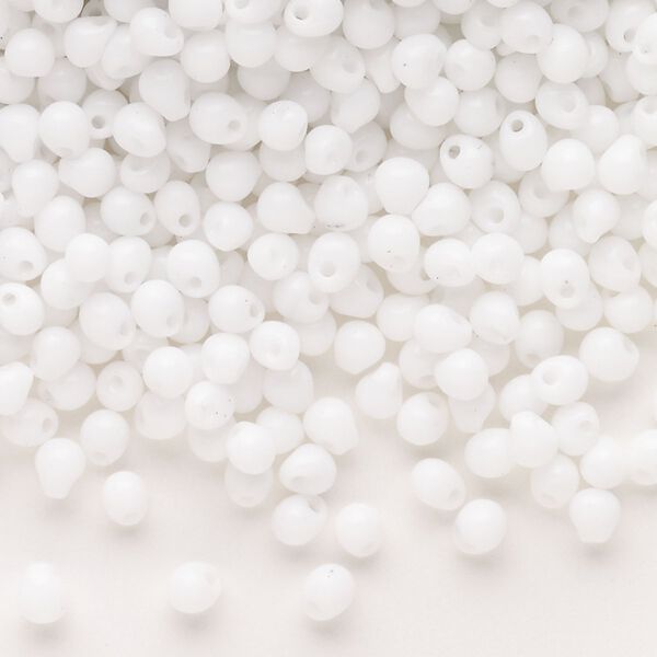Seed bead, Miyuki, glass, pkg/10g, 4x3.4mm fringe, opaque white, (DP-402). image number 0