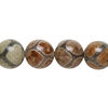 Bead, agate (dyed / heated), dark green / rusty tan / brown, 12mm round, B- grade, Mohs hardness 6-1/2 to 7. Sold per 8-inch strand, approximately 15 beads. image number 0