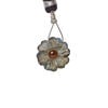Labradorite / garnet 1pkg1, top-drilled hand-cut 1sided carved flower bead natural, 14mm image number 0