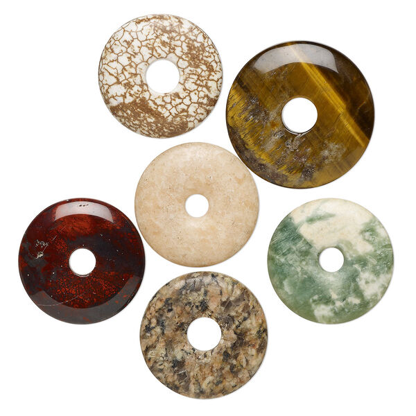 Multi-gemstone 1pkg6, donut focal mix 26-35mm image number 0