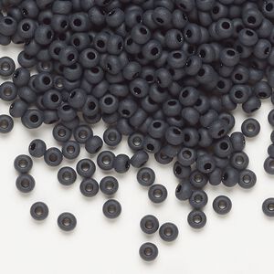 Seed bead, Preciosa Ornela Czech glass, pkg/500g, #8 rocaille, opaque matte black, (23980).