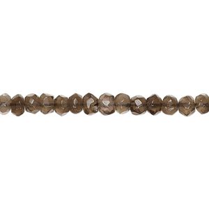 Smoky quartz 1pkg1, hand-cut faceted rondelle bead 15.5-16 inch 4mm-4.5x3mm