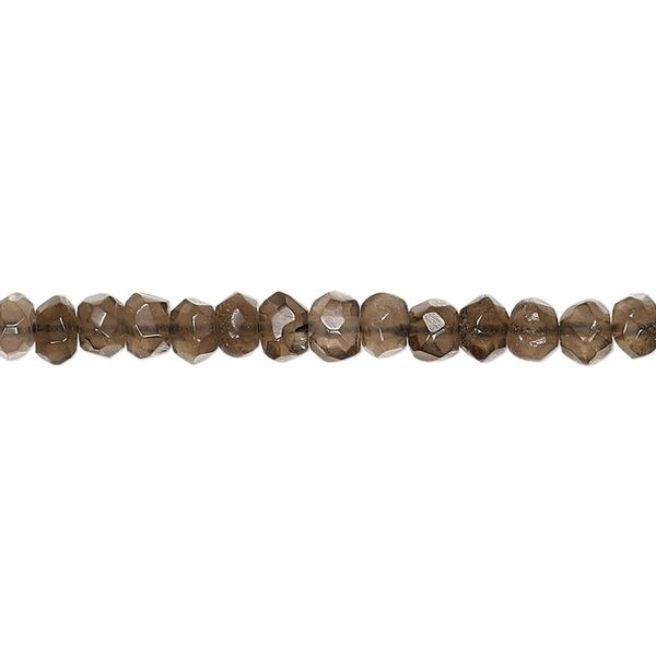 Smoky quartz 1pkg1, hand-cut faceted rondelle bead 15.5-16 inch 4mm-4.5x3mm image number 0