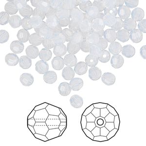Bead 144pk white opal, Crystal Passions® 4mm round 5000