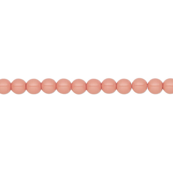 Pearl 50pk salmon rose, Preciosa Czech crystal 4mm round image number 0