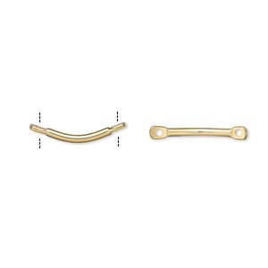 Link, gold-plated brass, 11x2mm curved flat end bar. Sold per pkg of 100.